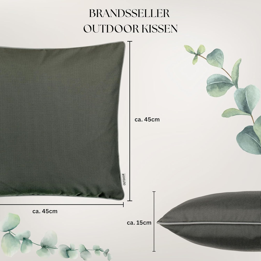 Brandsseller Outdoor Garten Kissen Dekokissen mit Paspel - Garngefärbt Uni Schmutz- und Wasserabweis