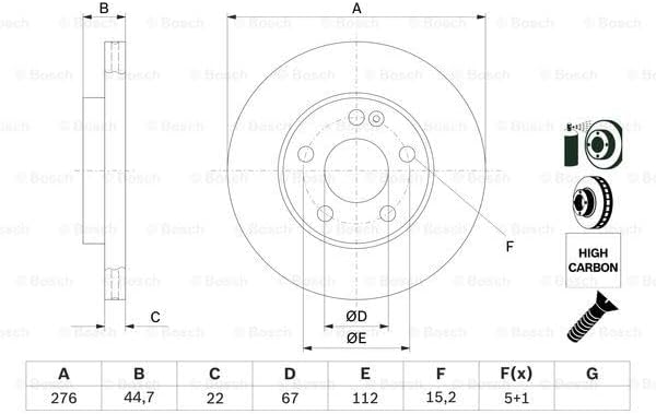 Bosch BD1058 Bremsscheiben - Vorderachse - ECE-R90 Zertifizierung - zwei Bremsscheiben pro Set