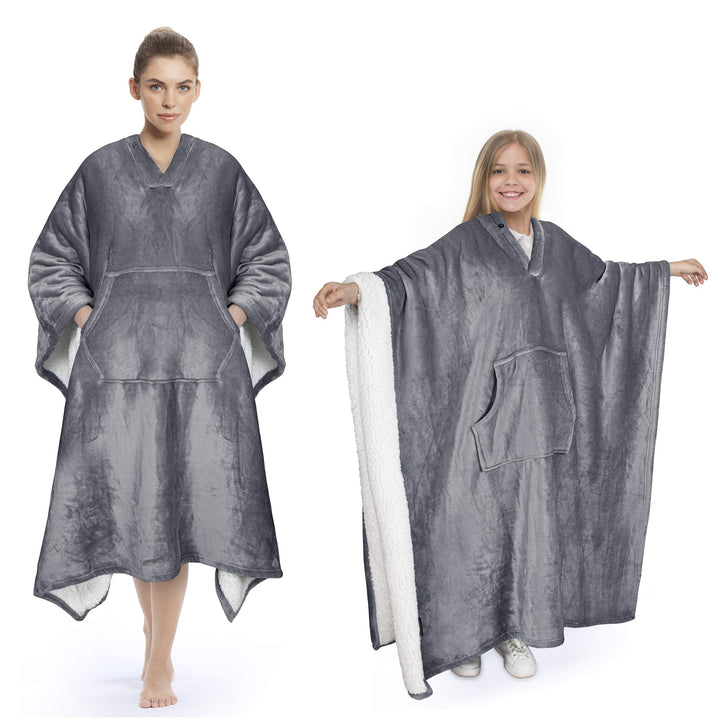 Catalonia Classy tragbarer Decken-Poncho für Erwachsene, Frauen, Männer, Wickeldecke, Umhang mit Tas