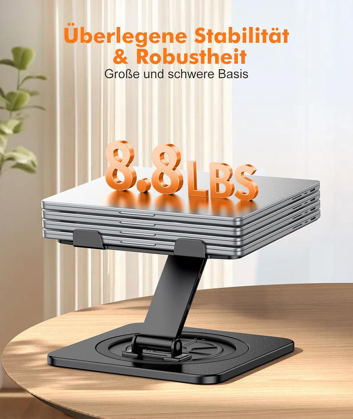 EOIWUY Laptop Ständer mit 360° Drehteller, Verstellbar Laptop Stand Aluminium, Ergonomischer, Belüft