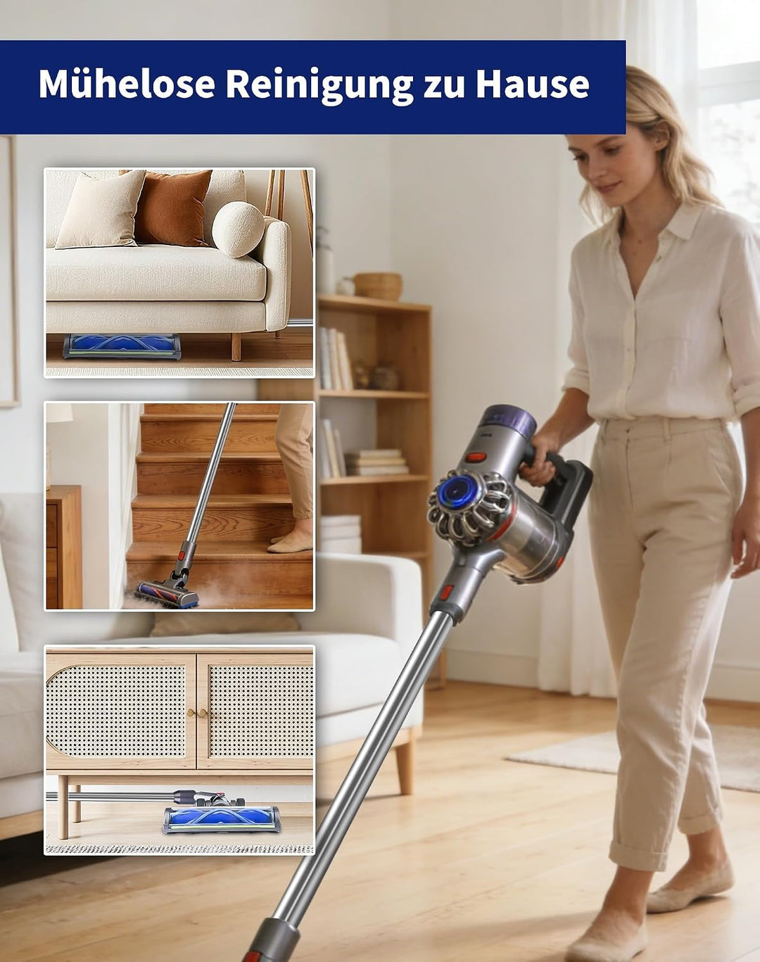 Verlängerungsrohr für Dyson V12 Detect Slim / V10 Digital Slim Stabstaubsauger, 74 cm Aluminium mit