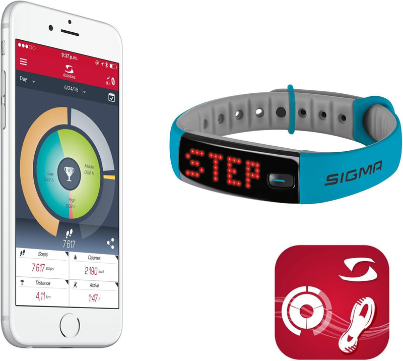 Sigma Activity Tracker ACTIVO 7 x 3 x 3 cm Sky Blue, 7 x 3 x 3 cm Sky Blue