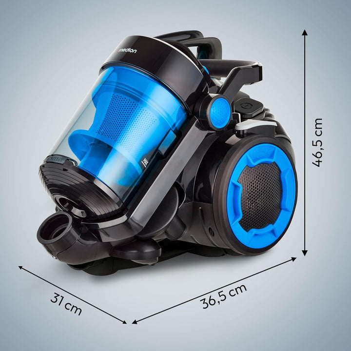 MEDION Beutelloser Zyklon-Staubsauger P2000 (700 Watt Leistung, 2 Liter Staubbehälterkapazität, wasc
