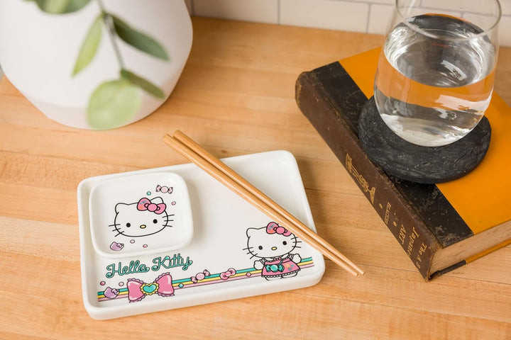 Silver Buffalo Sanrio Hello Kitty Keramik-Sushi-Set, 3-teilig Sanrio Hello Kitty Treats, Sanrio Hell