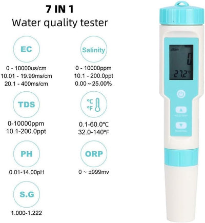 Wasserqualitätstester, PH TDS EC ORP -Tester, wasserdichte elektronische Salzgehalthydrometer -Wasse