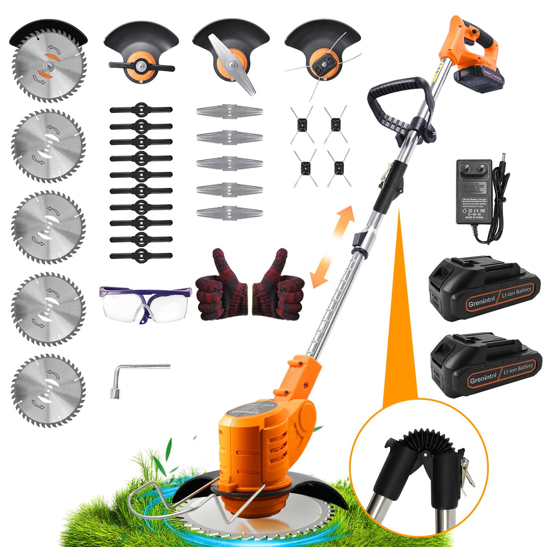 Rasentrimmer mit Akku 21V, Klappbarer Akku Freischneider mit 4.0AH Batterien, Akku Rasentrimmer & Ra