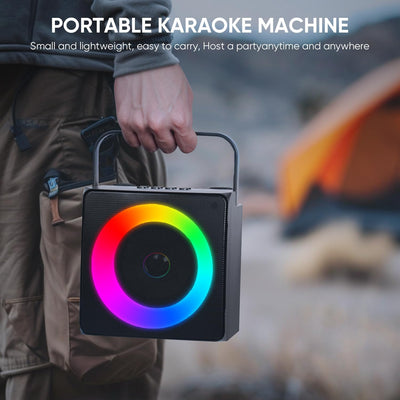 Ankuka Karaoke Maschine, tragbarer Bluetooth Karaoke Lautsprecher mit 2 kabellosen Mikrofonen und dy