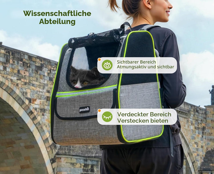 pecute Katzenrucksack Haustier Rucksack mit Netzfenster, Tragbare und Faltbare Katzentasche, Atmungs