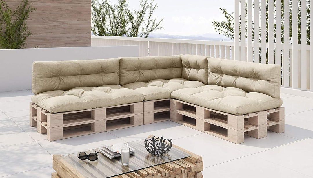 sunnypillow Palettenkissen 7er Set für Europaletten Indoor und Outdoor Palettenpolster Palettensofa
