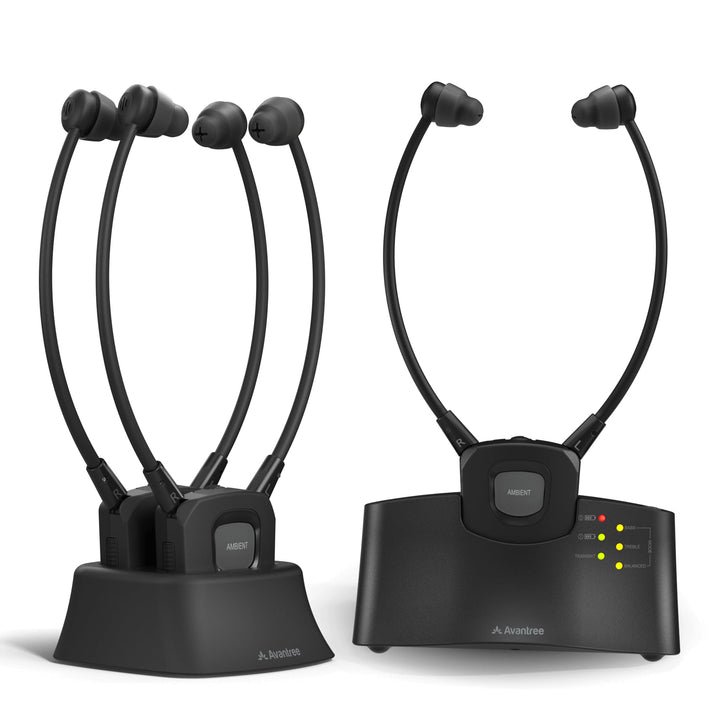 Avantree HT3831 – Kabellose TV Kopfhörer für Senioren &amp; Funkkopfhörer mit L/R Lautstärkeregelung, Um