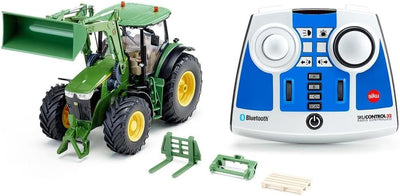 siku 6795, John Deere 7310R Traktor mit Frontlader, Grün, Metall/Kunststoff, 1:32, Ferngesteuert, In