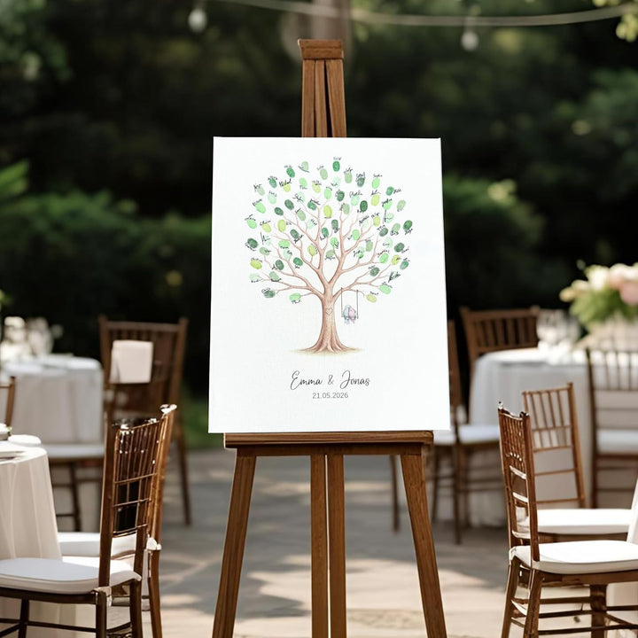 KATINGA Leinwand zur Hochzeit – Bild für Fingerabdrücke mit Baum - Personalisiert – Hochzeitsbaum –