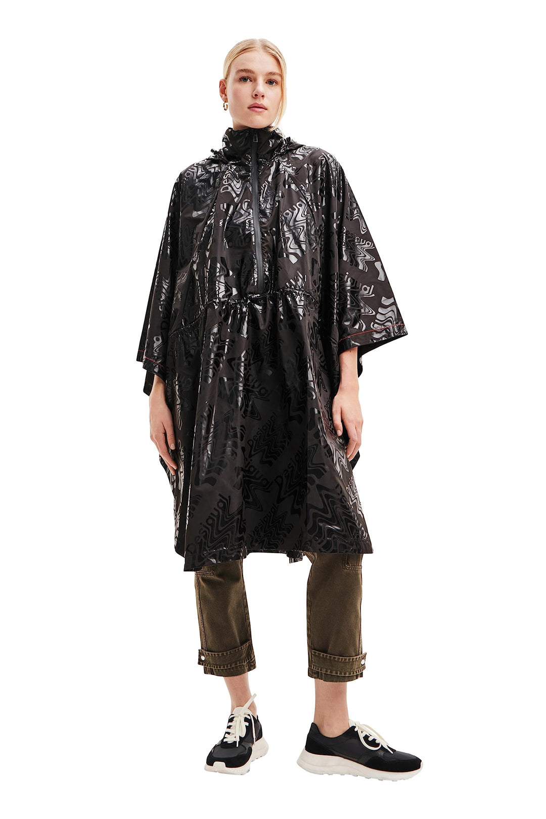 Desigual Women's Poncho_LOGOMANIA Bergen, Black, One Size