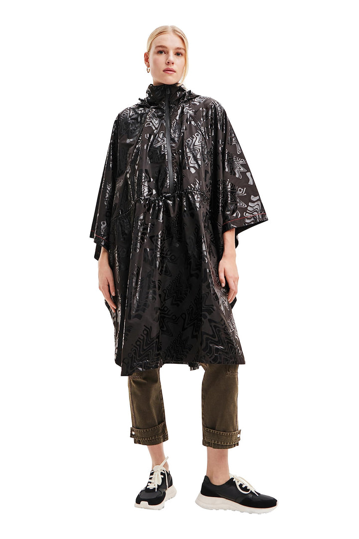 Desigual Women's Poncho_LOGOMANIA Bergen, Black, One Size