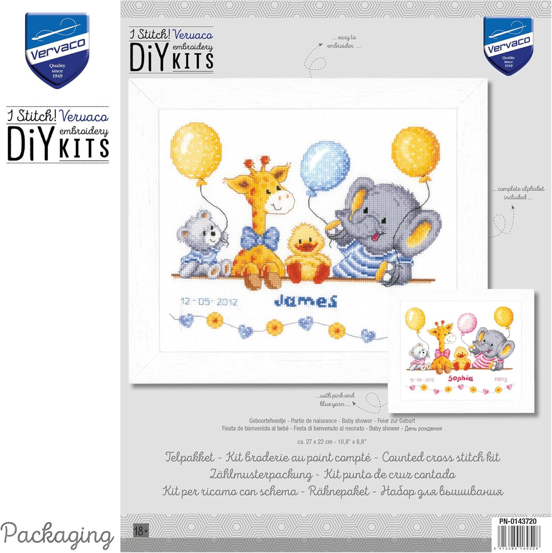 Vervaco Zählmuster Geburt Fest Zählmusterpackung-Stickpackung im gezählten Kreuzstich, Baumwolle, Me