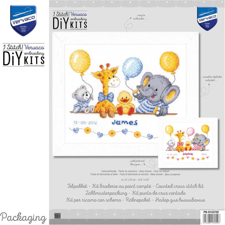 Vervaco Zählmuster Geburt Fest Zählmusterpackung-Stickpackung im gezählten Kreuzstich, Baumwolle, Me