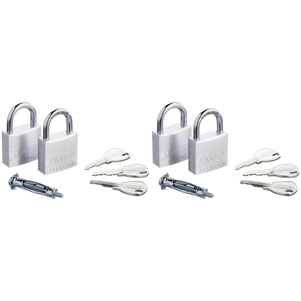 ABUS Vorhängeschloss Titalium 64TI/30-2er Set, gleichschliessend - Kellerschloss mit Schlosskörper a
