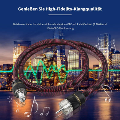 Tertullus HiFi High End Netzkabel 1.5m C15 Stromkabel HiFi Audio kaltgerätekabel Mit Schukostecker &