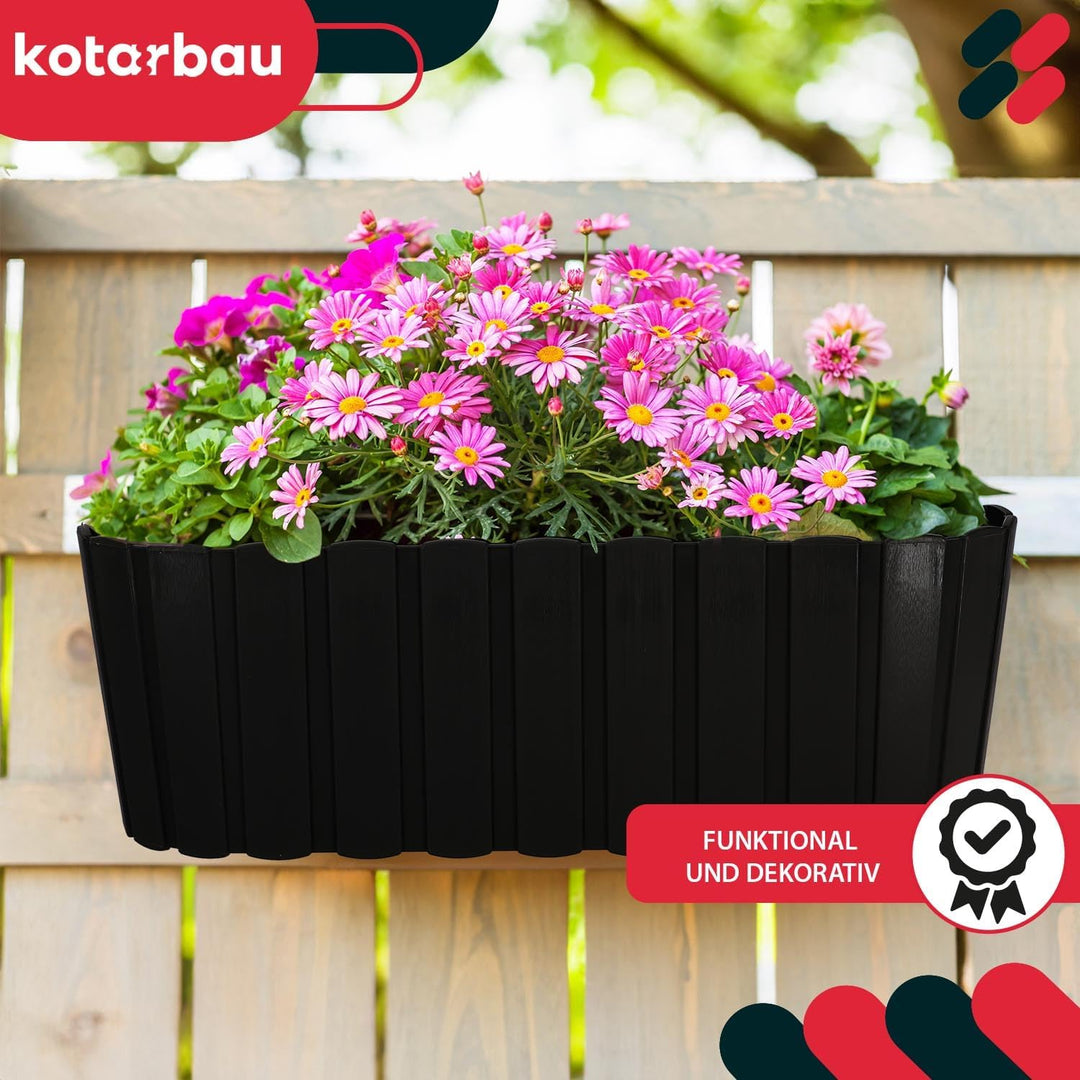 KOTARBAU® 4er Set Blumenkasten für Balkon - 40 x 15 x 15 cm - Blumenkasten für Balkongeländer - Balk