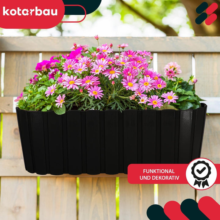 KOTARBAU® 4er Set Blumenkasten für Balkon - 40 x 15 x 15 cm - Blumenkasten für Balkongeländer - Balk