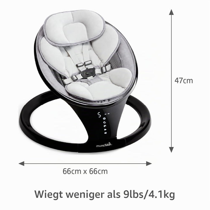 Munchkin Bluetooth-fähige, leichte Babywippe/Babyschaukel mit natürlicher Schaukelbewegung in 5 Bewe