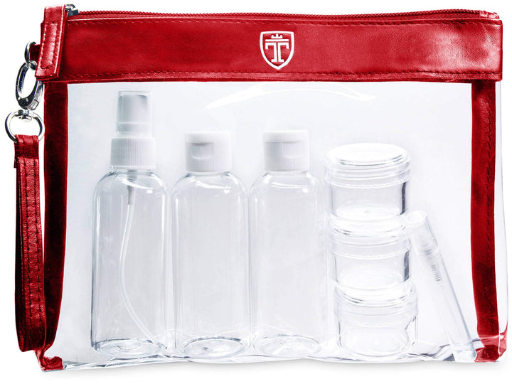 TRAVANDO Kulturbeutel durchsichtig 100ml 1l Kosmetiktasche transparent Kulturtasche Flüssigkeiten Re