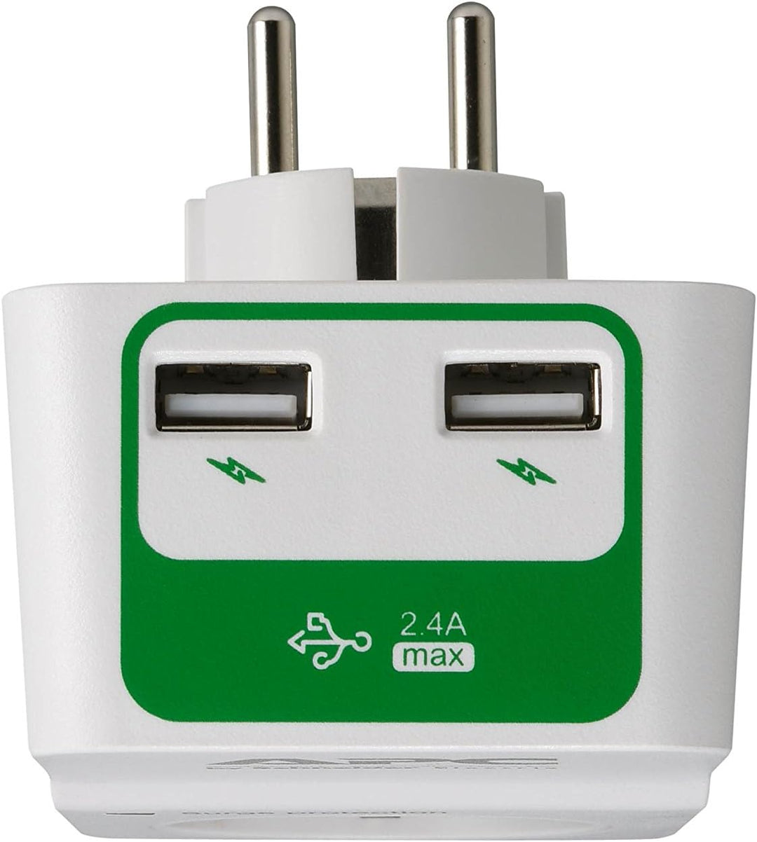 APC-Surge Protector - PM1WU2-GR - Steckdosenadapter mit Überspannungsschutz (1 Stecker Schuko, 2 USB