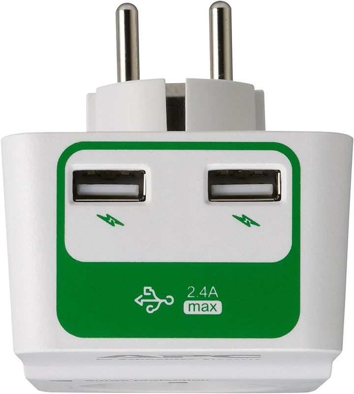 APC-Surge Protector - PM1WU2-GR - Steckdosenadapter mit Überspannungsschutz (1 Stecker Schuko, 2 USB