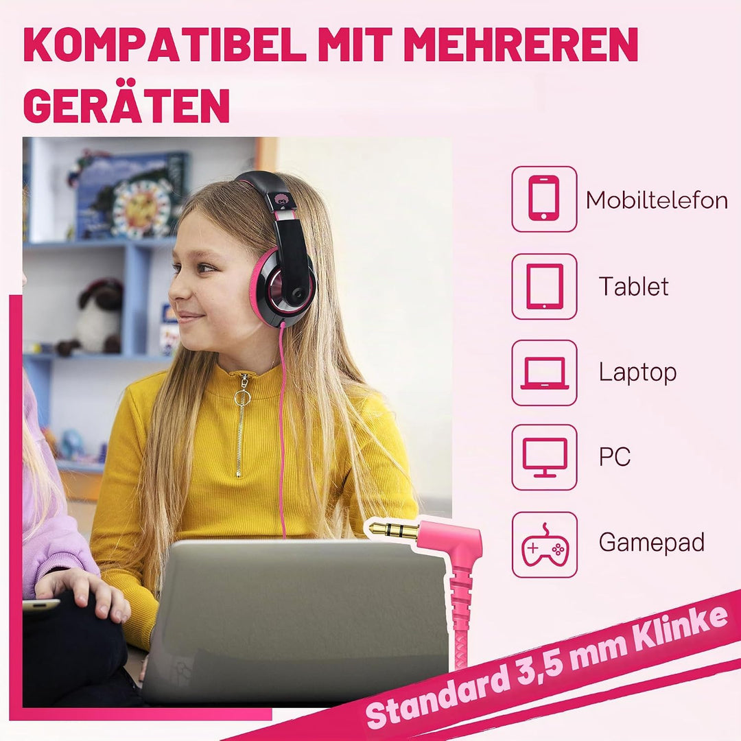 RockPapa Comfort Kinder Kopfhörer für Schule Jungen, Kopfhörer Kinder mit Kabel, Einstellbar, Stereo