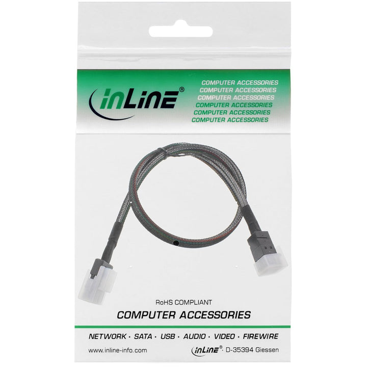 InLine Mini-SAS HD Kabel intern, SFF-8643 zu SFF-8087, mit Sideband, gerade Stecker, ideal für SAS C