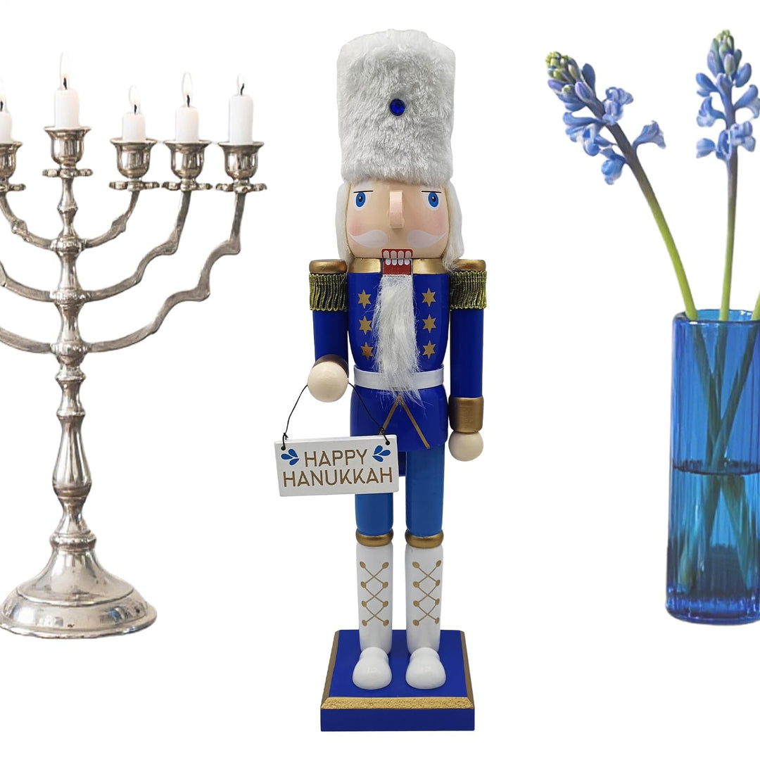 Weihnachts Nussknacker - Holz Nussknacker Für Jüdisches Fest | Weiss Und Blaue Tischdekoration Samml