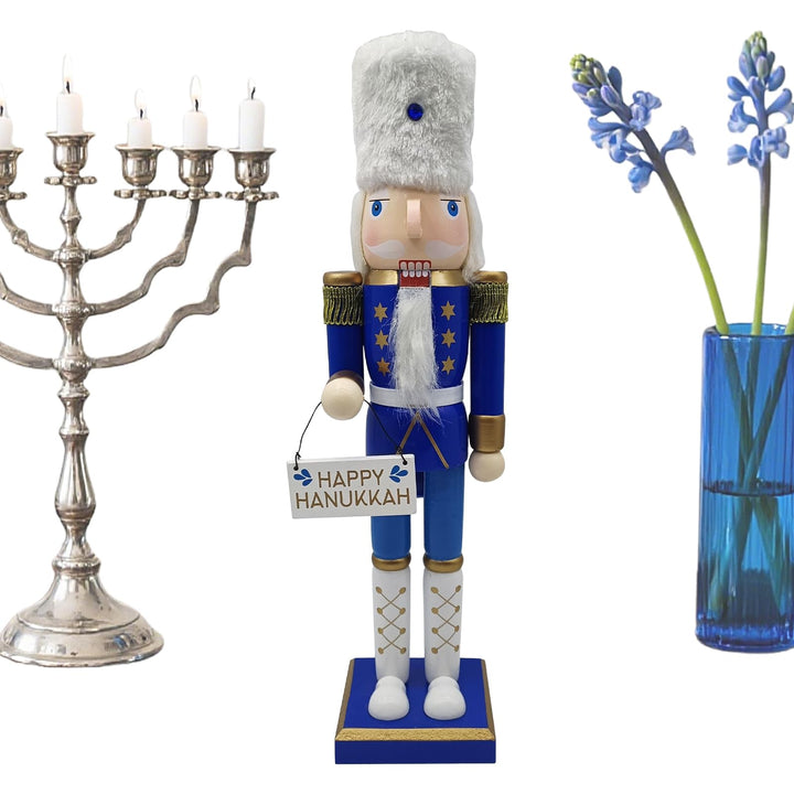 Weihnachts Nussknacker - Holz Nussknacker Für Jüdisches Fest | Weiss Und Blaue Tischdekoration Samml