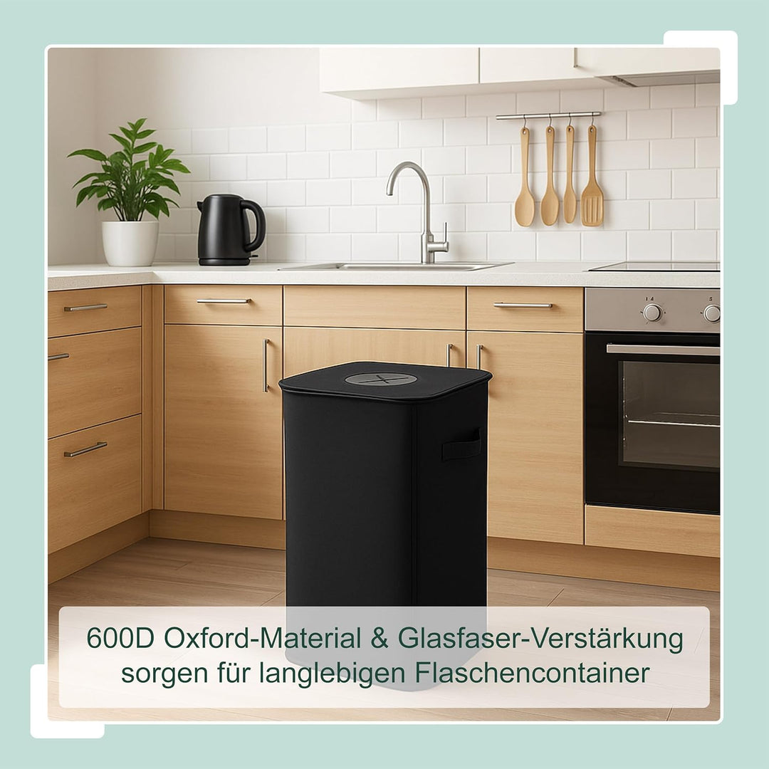 Relaxdays Pfandflaschen Sammelbehälter, 100 L, 2 Taschen, abwischbar, Recycling, Flaschensammler für