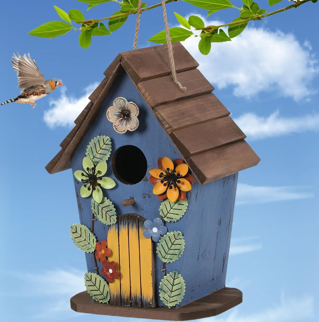 Hängendes Vogelhaus, Dekoratives Vogelhäuschen, Holz Nistkästen für Wildvögel 40mm Einflugloch, Gart