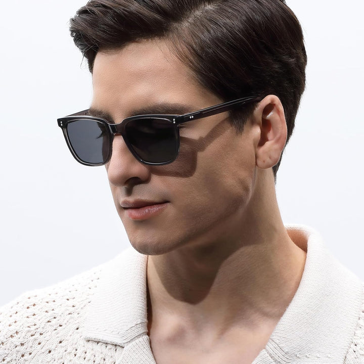 CARFIA Polarisierte Herren Sonnenbrille mit Rechteckig Acetatrahmen, 100% UV-Schutz Sportliche Sonne