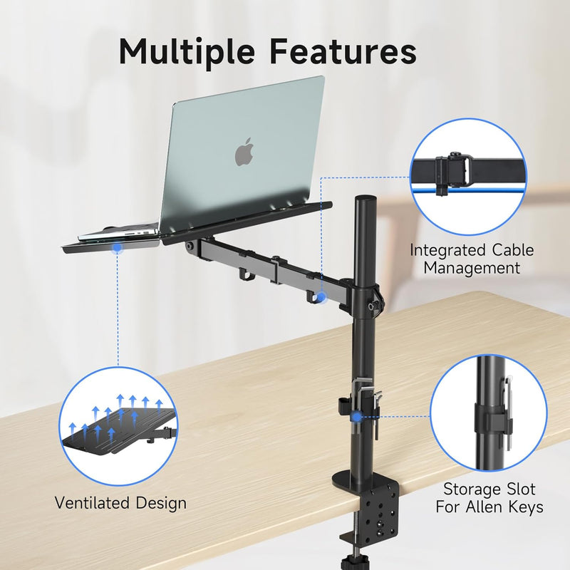 suptek Monitor Arm mit Laptop Halterung Volleinstellbar für 13"-27" Bildschirme Volleinstellbar (40c