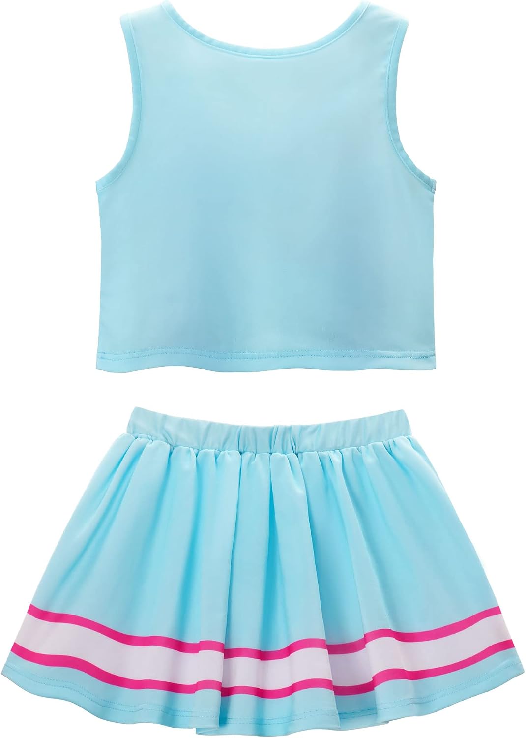 ReliBeauty Cheerleader Kostüm Kinder Kleid mit Pompoms und Kopfschmuck, 104 (Etikett 100)
