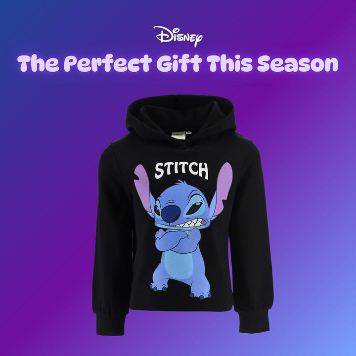 Disney Stitch Mädchen Sweatshirt, Klassischer Design Pullover Weiches Textil Sweatshirt, Kapuzenpull