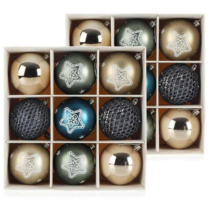 com-four® 18x Weihnachtskugeln, Christbaumkugeln bruchsicher aus Kunststoff für Weihnachten, Baumsch