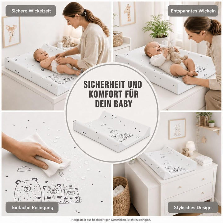 Fillikid Wickelauflage 2-Keil Exclusiv/Wickelmulde 50x65 cm/Wickelunterlage mit abwaschbarer Folienb