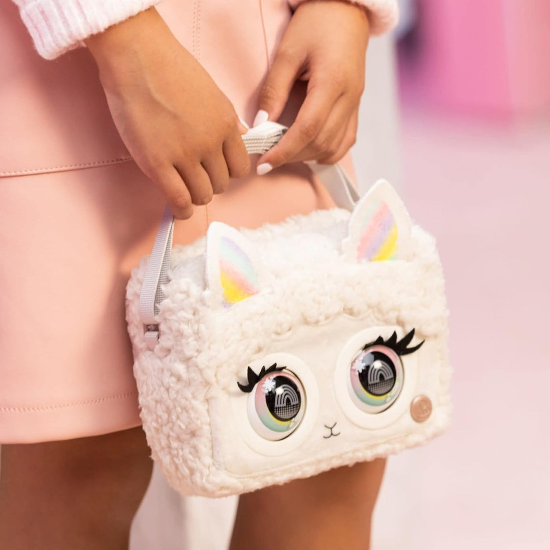 Purse Pets Flauschi Lama Tasche - Wird mit mehr als 30 interaktiven Geräuschen, Augenblinzeln und Mu