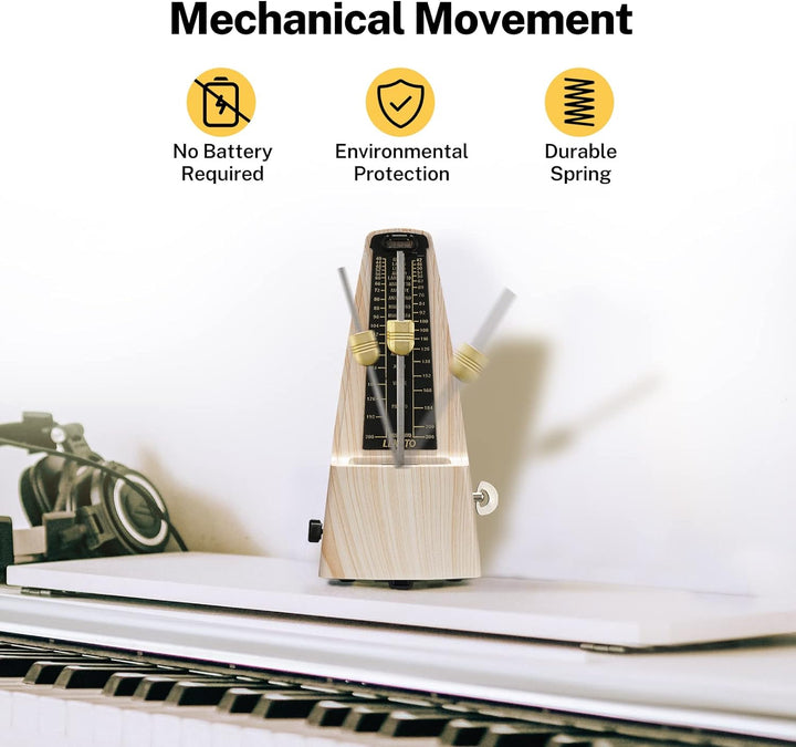 Mechanisches Metronom mit Glocke, LEKATO Universal Metronom für Klavier, Gitarre, Ukulele, Violine u