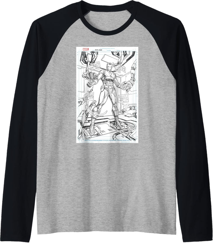 Marvel Iron Man Comic Cover Sketch Raglan