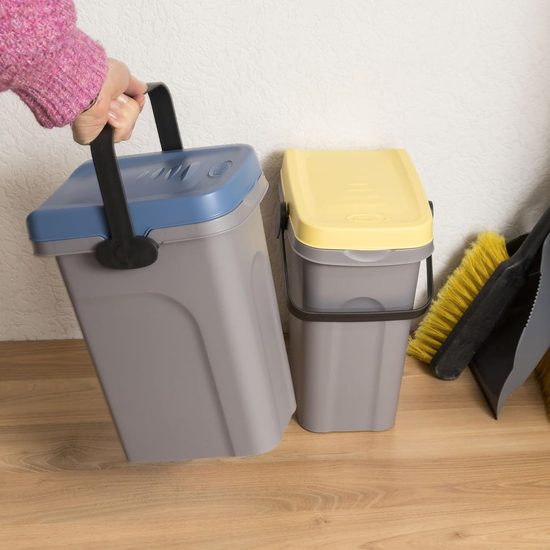 2x 7 Liter Windeleimer Geruchsdicht Blau und Gelb, Biomülleimer Küche, Bio Mülleimer Klein verschlie