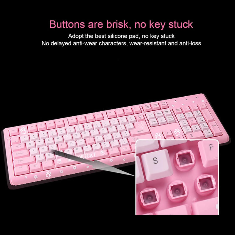 Annadue Rosa Tastatur, USB kabelgebunden Gaming Tastatur, 104 Tasten Ultradünne Computer Tastatur fü