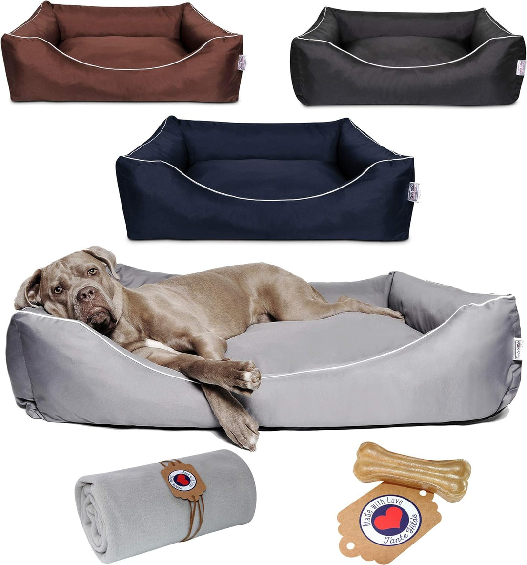 Tante Hilde Hundebett Wangerooge Set inkl. Kuscheldecke, Hundekorb, Hundekissen, Waschbar, Robust, G