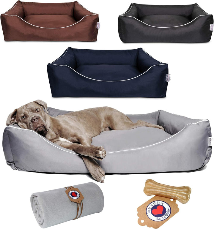 Tante Hilde Hundebett Wangerooge Set inkl. Kuscheldecke, Hundekorb, Hundekissen, Waschbar, Robust, G