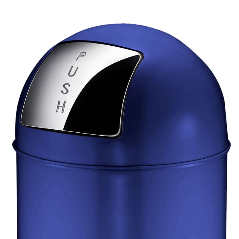 PROREGAL Abfallbehälter mit Pushdeckel & Inneneimer aus Metall | 40 Liter, HxBxT 74x34x34cm | Blau,