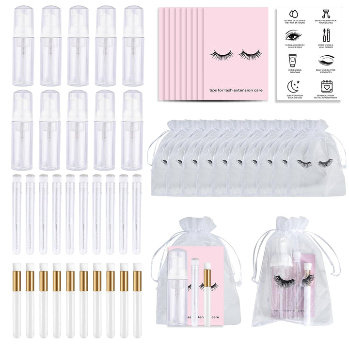 50PCS Lash Shampoo Flaschen Bürsten Set, leere Pumpflasche, Reinigungsbürste, Wimpernverlängerungsro