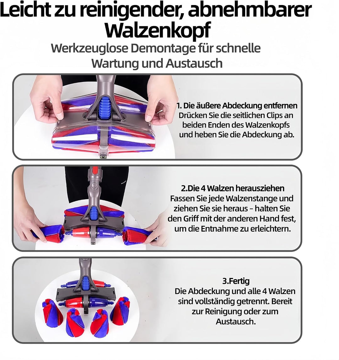 Softwalze Bürstenkopf Ersatz für Dyson V8 V10 V11 V15, Hartbodendüse mit Dualen Grünen LED-Leuchten,